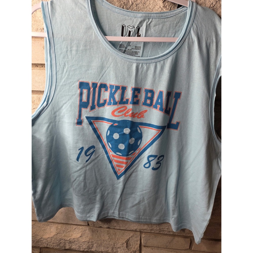 Isaac‎ Morris Pickleball Club 1983 Graphic Muscle Tank Top Light Blue 3X Retro